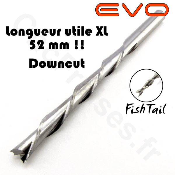 Fraises carbure 2 dents Downcut fishtail EVO queue 6mm - CncFraises