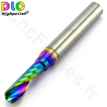 Fraise 1 dent Plexi Alu DLC Queue 6mm Coupe 5mm Longueur Utile 16mm